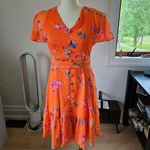 Calvin Klein Orange Summer Floral Dress